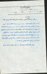 مکاتبات متفرقه پیرامون کارمندان و امور اداری کتابخانه و موزه ملی ملک